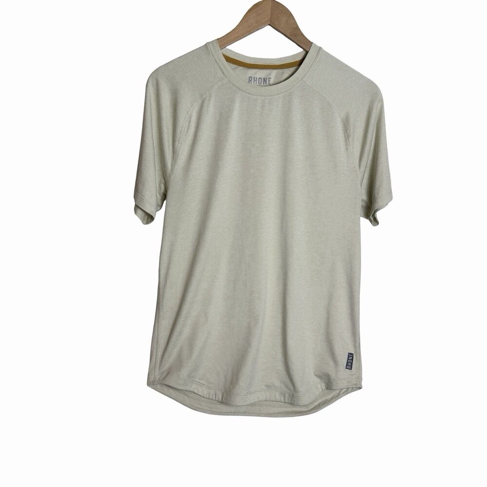 Rhone Shirt Men's Small Heathered Ivory Short Sleeve Gym Training Tee